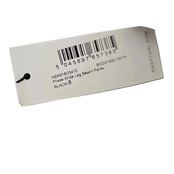 Nasty Gal Plisse Wide Leg Beach Trouser Pants Black Size 4 NWT - Picture 7 of 7